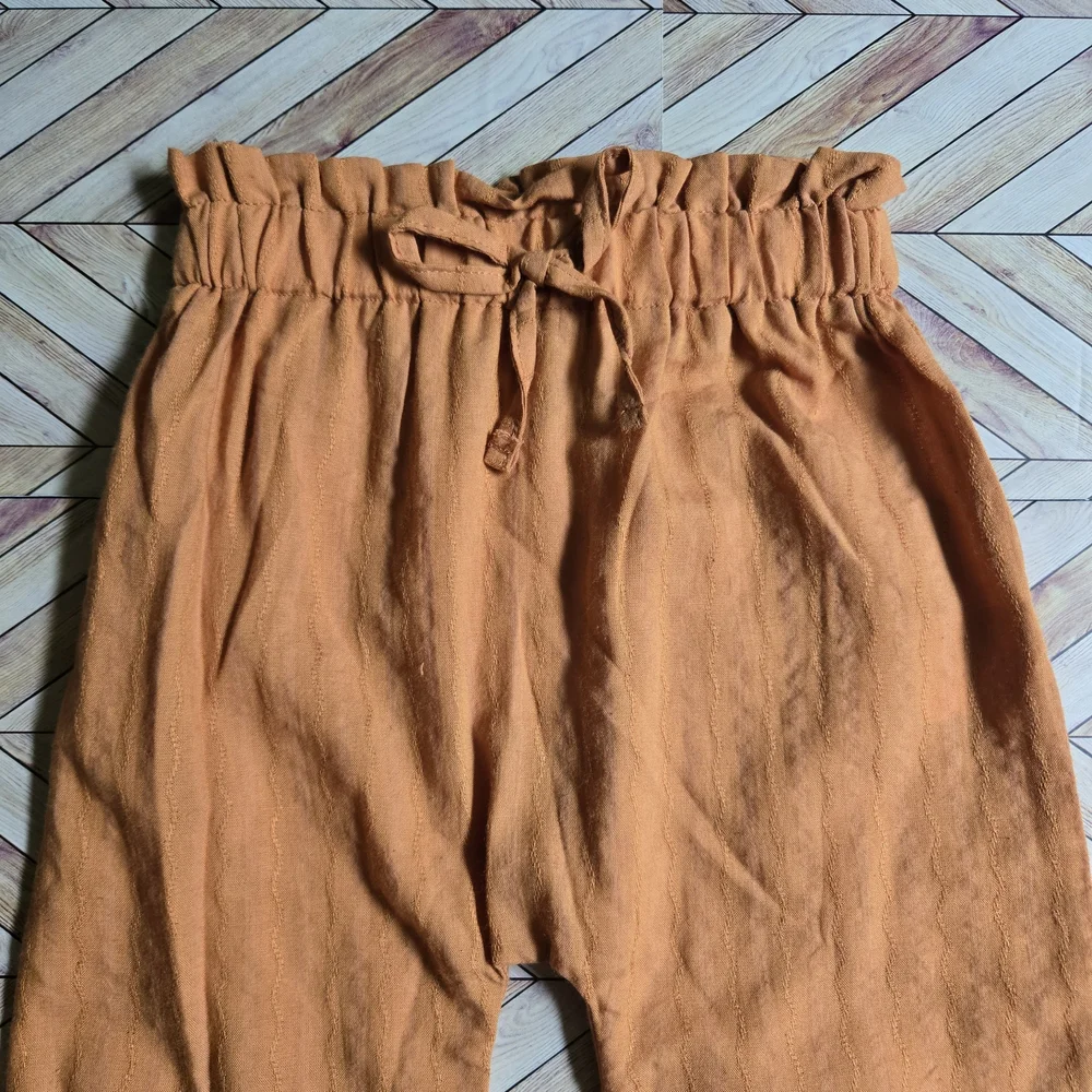 Baby Boy Girl High Waist Jogger Cotton Linen Pants Lightweight Bottoms 18-24M